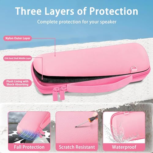 co2CREA Hard Travel Case for JBL Flip 7/6/5/4 Speaker, Pink - color: Pink Case