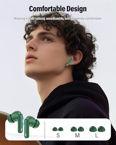Wireless Earbuds, Bluetooth 5.4 Headphones Bass Stereo/Clear Calls, Green | Ear Buds with Noise Cancelling Mic LED Display in Ear Earphones IP7 Waterproof 36H Bluetooth Earbuds for Phones/Sport/Laptop - color: Green