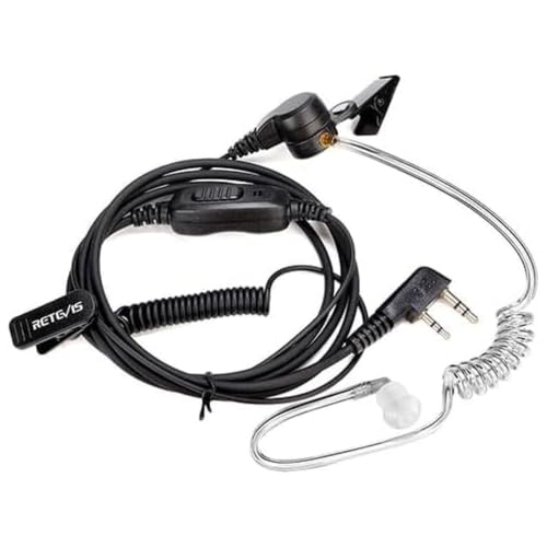 Retevis Surveillance Radio Earpiece, Coiled Cord, for H777/RT22/RT68/RT21 | Compatible with Pxton, Baofeng, Kenwood Walkie Talkie, Security, Police, Walkie Talkie Earpiece with Mic(10 Pack)