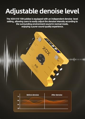 XOX K10 set live streaming audio interface,live sound card,audio mixer with wired microphone,monitor earphone and metal desktop microphone stand. (K10 S1 SET)
