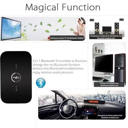 Aimery Bluetooth 5.0 2-in-1 Wireless Audio Adapter, Black, 3.5mm AUX, Bluetooth Transmitter & Receiver for Home Stereo, Headphones, Speakers, Airplane, PC, Car