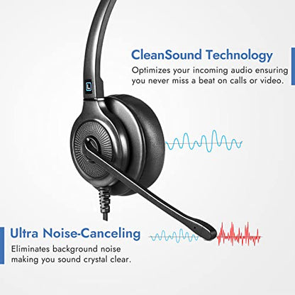Leitner LH250XL USB Call Center Headset, Dual-Ear XL Noise Cancelling | Dual-ear, XL ear cushion, USB-A, call center, all VoIP phone systems and softphones, all-day wear, 5-year warranty