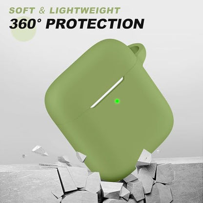 for AirPods Case Cover, Come with Cleaner Kit, Soft Silicone Protective Cover with Buckle, Compatible with Apple AirPods 2nd 1st Generation Charging Case, Front LED Visible, Matcha Green - color: B4-Matcha Green