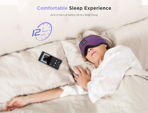 LC-dolida Sleep Mask with Bluetooth Headphones Bluetooth Sleep Mask Sleep Headphones,3D Eye Mask for Sleeping Mask Music Sleeping Headphones for Side Sleepers Meditation Gifts Gadgets for Men Women - color: Classical Purple 3d