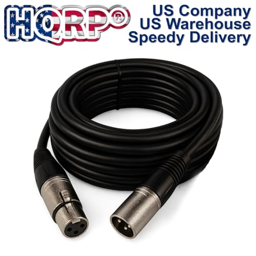 HQRP 25ft 3-pin XLR Male to XLR Female Microphone Cable, Compatible with RODE NT1000, NT2-A; Compatible with Shure PG48-XLR, PG57-XLR, PG58-XLR, PG81-XLR Microphones