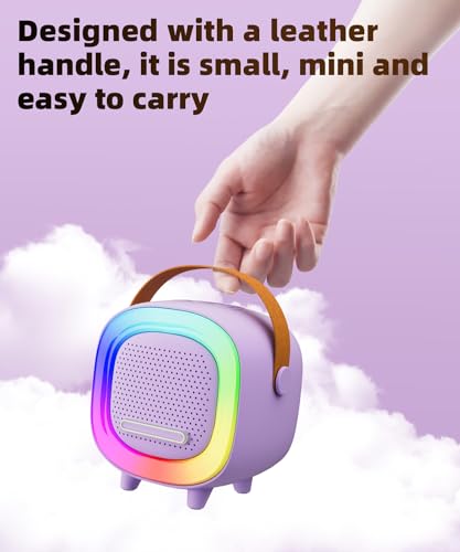 Kids Karaoke Machine Ages 3-12, Mini Wireless Microphones Bluetooth Speaker | LED Party Lights, Voice Changer, Duets, BT 5.3, Rechargeable Portable, Birthday Christmas Toys & Gifts for Boys & Girls - color: Purple - 1 Mic