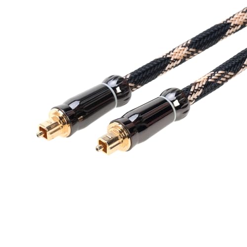 Cables Direct Online 6FT Premium Toslink Optical Audio Cable High Fidelity Digital Fiber Optic Cord for Home Theater, Sound Bar, Gaming Consoles Durable Nylon Braided Design Gold-Plated Connectors - size: 6ft
