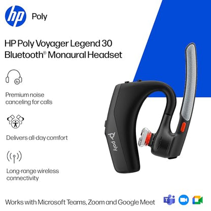 Poly Voyager Legend 30 - Bluetooth Headphones with Mic - Discreet Boom & 4 Noise-Canceling Mics - WindSmart Technology - All-Day Comfort - Seamless Connectivity - Smart Sensors & Call Controls - style: Legend 30