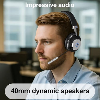 Wantek Wireless Headset with Microphone for Work,Bluetooth Headphones with Noise Cancelling Microphone,USB Dongle&Mic Mute for Home,Office,Call Center,Computer,PC,Laptop - color: Ultra Black