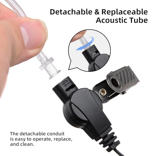 2-Pack Acoustic Tube Earpiece Compatible with Baofeng UV-5R UV-32 | K-type 2-pin headset with mic and PTT; compatible with UV-82, BF-888S, BF-F8HP, H-777 and select Kenwood radios; bonus tube