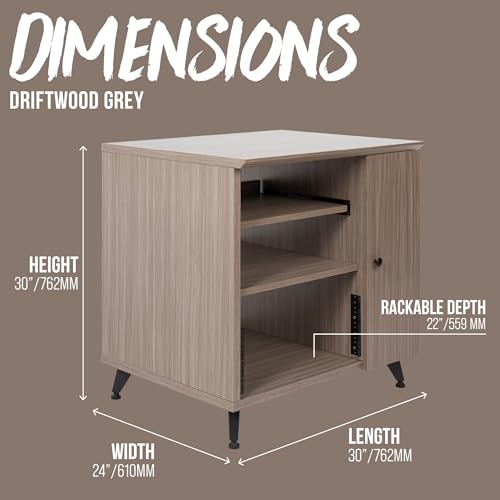 Gator Frameworks Elite Furniture Series Sidecar Cabinet with with Configurable Rack Space & Shelving (GFW-ELITESIDECAR-Gry) - color: Driftwood Grey, style: Sidecar Rack