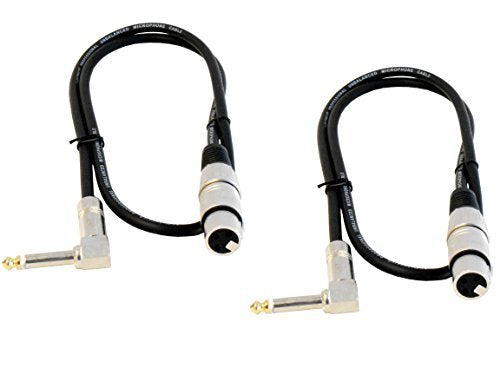 Audio2000'S ADC2027X2 2-Pack XLR Female to 1/4-inch TS Right-Angle Plug Microphone Cables with Wires Made of Oxygen Free Copper, 3 Feet