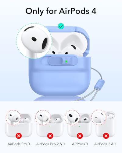 ESR for AirPods 4 Case, Compatible with MagSafe, Pulse Series, Light Blue | Compatible with AirPods 4 Generation Case (2024)(USB-C), Magnetic Lid Lock, Drop-Proof Protection Cover with Lanyard - color: Light Blue, size: AirPods 4 Case