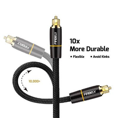 Digital Optical Audio Toslink Cable Male to Male- 24K Glod Plated Metal Connectors and Braided Jacket 6 feet - color: TM-015, size: 6 feet