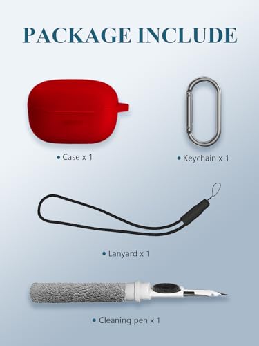 Case for JBL Endurance Race TWS True Wireless Sports Earbuds, WUNIAK Soft Silicone Protective Portable Scratch Shock Resistant Shell with Cleaner Kit & Carabiner & Lanyard,Red - color: RED
