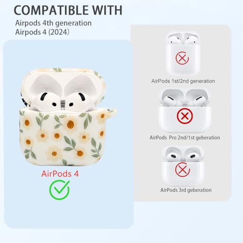 Case Compatible with AirPods 4 Case,Soft Silicone Cover with Bracelet Lanyard and Keychain, Cute Wireless Charging Protective Case for Apple AirPods 4th for Women and Men (Small Flowers) - color: Small Flowers