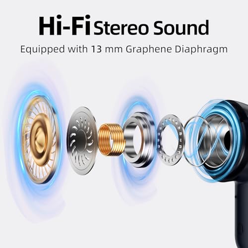 Wireless Earbuds, 100H Bluetooth 5.4 Headphones, ENC+ ANC Noise Cancelling Touch Control True Wireless Bluetooth Ear Buds,Stereo Deep Bass Bluetooth Headset for Sports/Workout/Gym(Blue) - color: Blue
