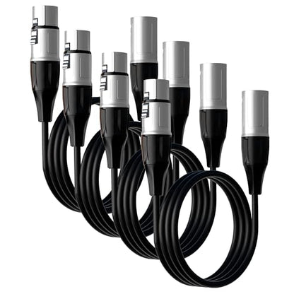 Tisino 10FT XLR Microphone Cable, XLR Male to Female Balanced Mic Cord, 4 Pack - size: 10FT, style: 4 Pack