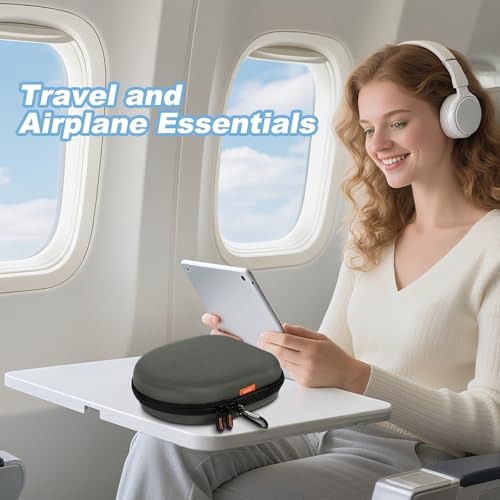 Hard Shell Headphone Travel Case, Compact Carrying Pouch with Clip | Upgraded Double Zipper, Fits JBL/Sony/Bose/Soundcore, Shockproof EVA, Mesh Pocket, 8.1x7.5x2.0" - color: Dark Green