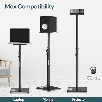 Vondynote Pair Studio Monitor Stands 31"-50" Floor Monitor Speaker Stands | Adjustable Height, Cable Management, Heavy Duty, Flat Base