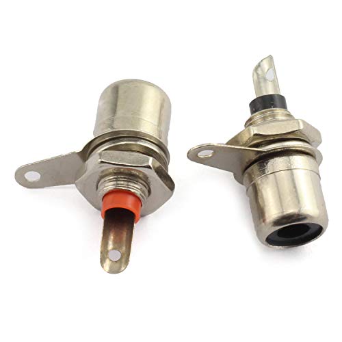 20PCS Nickel Plated RCA Phono Chassis Panel Mount Female Socket Adapter (10PCS Black + 10PCS Red)