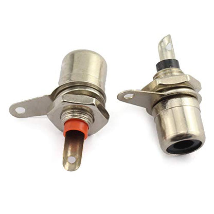20PCS Nickel Plated RCA Phono Chassis Panel Mount Female Socket Adapter (10PCS Black + 10PCS Red)