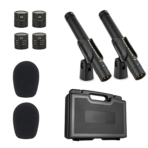 happymusic CM2 Pencil Stick Condenser Microphone，Interchangeable Omni,Cardioid and Super Cardioid Capsules for Acoustic Woodwind Instruments &Professional Audio Recording Acoustic