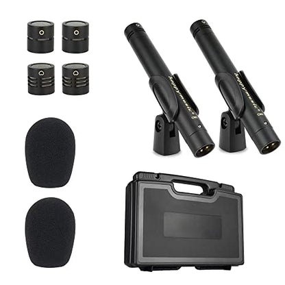 happymusic CM2 Pencil Stick Condenser Microphone，Interchangeable Omni,Cardioid and Super Cardioid Capsules for Acoustic Woodwind Instruments &Professional Audio Recording Acoustic