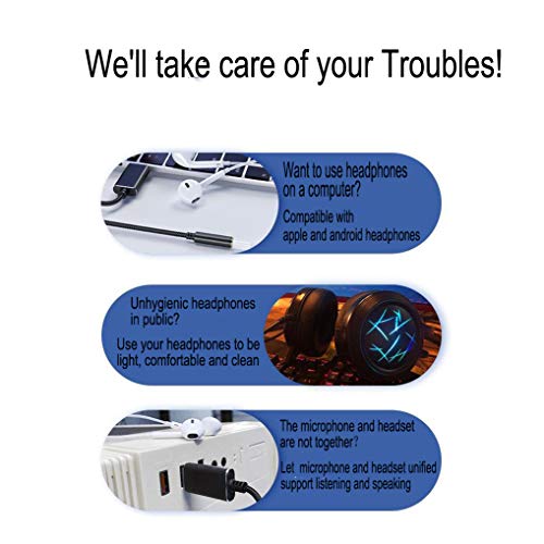 USB to 3.5mm Headphone and Microphone Jack Audio Adapter with 3.5mm Combo Aux Stereo Converter for Headset Mac PS4 PC Laptop Desktops External Sound Card Audio for Windows (100cm, White) - color: white