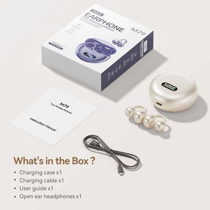 Clip On Earbuds Open Ear Ear Buds Wireless Bluetooth 5.4 Headphones,48H Playtime,IPX6 Waterproof,Touch Control,Comfortable for Workouts and Daily Use (Skin) - color: Skin