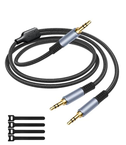 1/8" TRS Stereo Splitter Cable 3.3FT(Splitter 20cm), Male to Dual Male, 3.5mm Y-Splitter Stereo Cable, for Speakers, Headphone, Cell Phone PC Laptop, Perfect for Switching or Two Sets of Speakers - size: 3.3FT