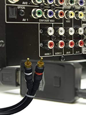 iMBAPrice 2 RCA to 2 RCA Stereo Audio Cable, 50 Feet | Gold-Plated Dual RCA Male to Male, For Home Theater, HDTV, Amplifiers, For Subwoofers, Gaming Consoles, For Hi-Fi Systems - size: 50 Feet