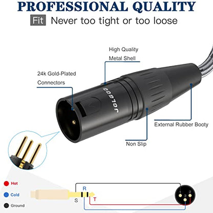 JOLGOO 1/4 Inch TRS to XLR Cable - 3.3 Feet Balanced 6.35mm TRS Plug to 3-pin XLR Male Microphone Cable - size: 3.3 Feet, style: 1/4 TRS Male to XLR Male
