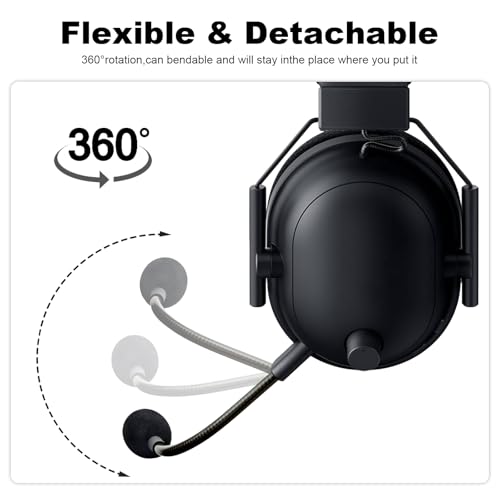 Replacement Microphone Compatible with Razer BlackShark V2, BlackShark V2 Pro Gaming Headsets, 3.5mm Game Boom Mic with Foam