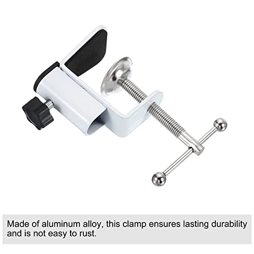 PATIKIL 0.47" Hole Dia. Desk Clamp, 2 Pcs Aluminum Alloy Bracket Universal Adjustable C-Clamp Mount Holder for Microphone Mic Arm Table Lamp Stand, White - color: White