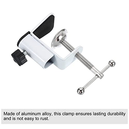 PATIKIL 0.47" Hole Dia. Desk Clamp, 2 Pcs Aluminum Alloy Bracket Universal Adjustable C-Clamp Mount Holder for Microphone Mic Arm Table Lamp Stand, White - color: White
