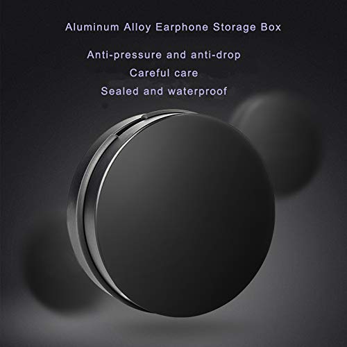 Earbuds IEMs Case,Mini Portable Earphone Case, Waterproof Aluminum Alloy Housing Headphone Case for Travel, Protective, Dust Proof, Water Resistant, Lightweight Universal Carrying , Black