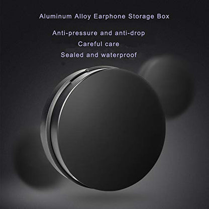 Earbuds IEMs Case,Mini Portable Earphone Case, Waterproof Aluminum Alloy Housing Headphone Case for Travel, Protective, Dust Proof, Water Resistant, Lightweight Universal Carrying , Black