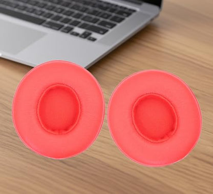 Headphone Replacement Ear Pad Cover Compatible with Beats by Dre Solo3 Solo2 Wired Wireless Headphones Protein Leather Memory Foam Headphone Cushion Ear Muffs-Orange red - color: Orange Red