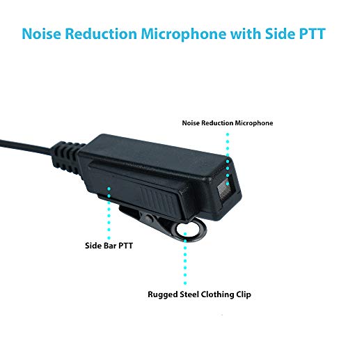 Tube Earpiece Compatible with Motorola Talkabout T260 T600 | 1-pin 2.5mm, acoustic tube, big PTT mic; Compatible with Motorola T100 T280 T460 T800 MR350R MH230R MS350R