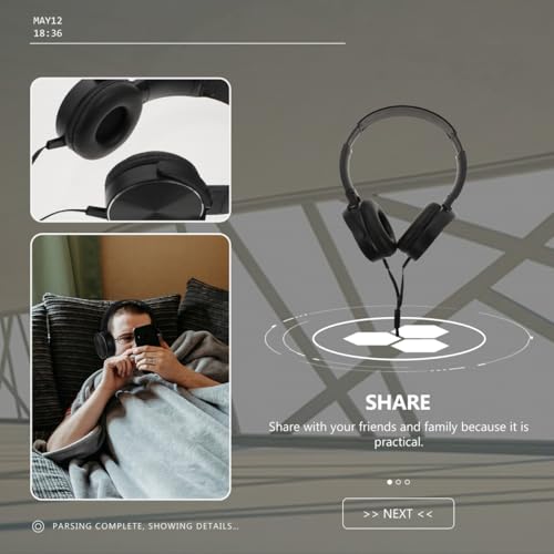 VILLCASE Over-Ear Wired Headset Microphone Lightweight Stereo Headphones for Gaming Travel and Music Compatible Smartphones and Tablets Black
