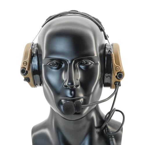 TAC300 Noise Cancelling Tactical Headset, Detachable Headband, 2Pin PTT for Airsoft Hearing Protection - color: Coyote Brown
