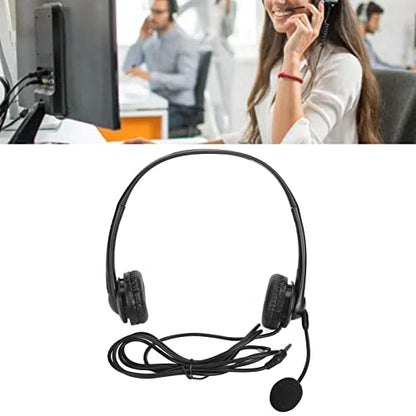 Call Center Headset with Microphone, Customer Service Headset Hands Stereo Corded Binaural Pc Noise Cancelling Headphone for Phone Sales, Office USB/3.5Mm Headphones(3.5mm Model)