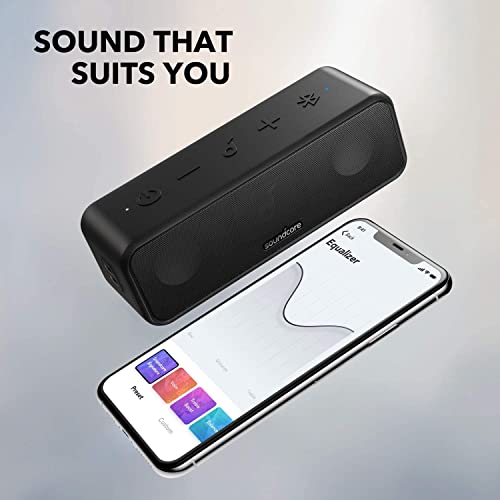 Soundcore Anker 3 Portable Bluetooth Speaker, IPX7 Waterproof, 24H Playtime | PartyCast, BassUp, Custom EQ App, Pure Titanium Diaphragm Drivers- for Home, Shower, Outdoor, and Beach