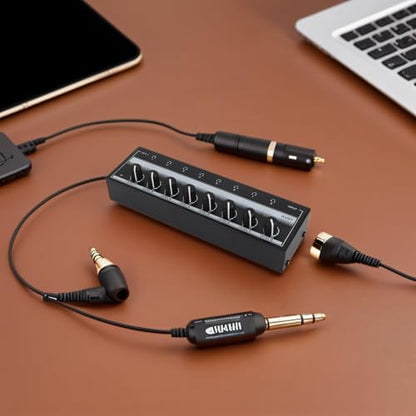 Estink Mini Headphone Amplifier, Portable Clear Sound Metal Stereo Audio Amplifier 8 Headphone Output and 1 Input Channels for Studio and Stage, 100 to 240V(US Plug)