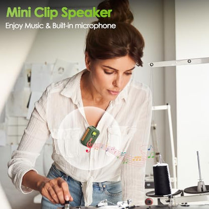 INFURTURE Wearable Speaker Clip on Speaker with RGB Light, Mini Speake Built-in HD Mic & TWS, Speakers for Hands-Free Music/Calls. Men's Gift for Working/Warehouse Work/Night Shifts/Dog Walking