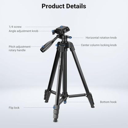 NEEWER Entry Level Version Tripod for Cell Phone & Camera, Metal Lightweight Portable Travel Stand with Cold Shoe Cellphone Holder Mount Compatible with iPhone for Video Recording Filming, TP53 - style: TP53