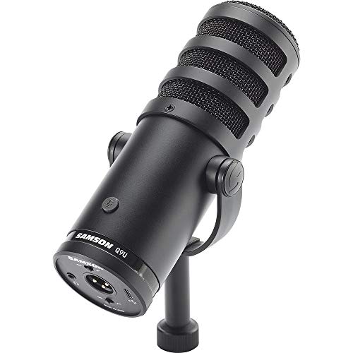SAMSON Q9U XLR/USB Dynamic Broadcast Microphone x2 + Professional Studio Reference Headphones x2+ Mic Boom Arm x2 + Mic Cable x2 + Cloth - Top Value Bundle - size: 2 Person Broadcasting Bundle