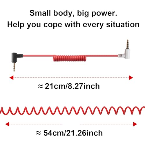 3.5mm TRS to TRRS Microphone Cable, Coiled Spring Aux Cord with Gold-Plated Connectors, 2FT Extended for Noise-Free Recording, Compatible with Rode SC7, BOYA, Smartphone, iPhone, Camera, DSLR