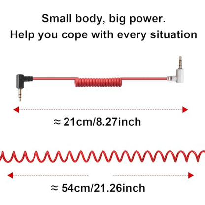 3.5mm TRS to TRRS Microphone Cable, Coiled Spring Aux Cord with Gold-Plated Connectors, 2FT Extended for Noise-Free Recording, Compatible with Rode SC7, BOYA, Smartphone, iPhone, Camera, DSLR